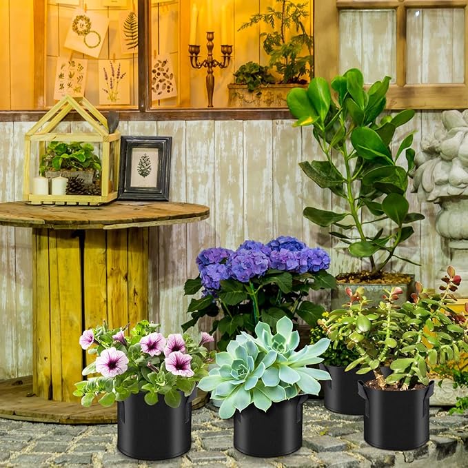 10 Pack Grow Bags 7 Gallon Heavy Duty Thickened Non-Woven Grow Bag with Handles Plant Grow Bags Planting Bags Plant Bags