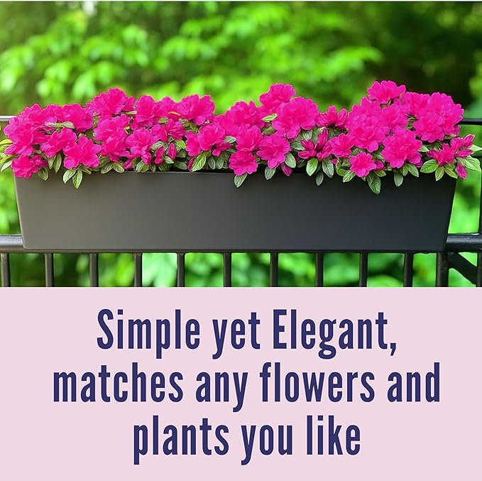 LaLaGreen Rail Planter for Balcony Outdoor (1 Pack, 40 Inch) Large Black Self Watering Railing Planters with Brackets, Rectangular Plastic Window Flower Box Simple Designer Choice with Rattan Pattern