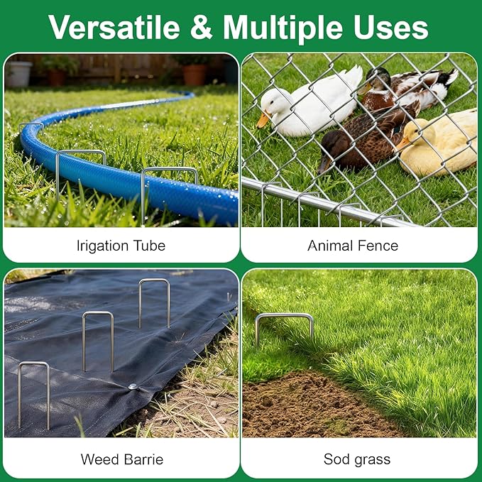 50 Pack Landscape Staples Galvanized - 6 Inch 11 Gauge Plant Cover Stakes for Securing Weed Barrier Fabric, Lawn Staples Tent Stakes Garden Stakes Fence Stakes Landscaping Fabric Ground Stakes