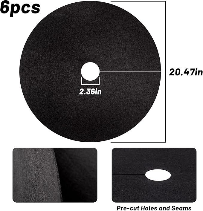 20.5" Non-Woven Tree Mulch Ring 6 Pack, Weed Barrier Mat,Degradable Tree Mulch Used to inhibit Weed Growth and Landscape Weed Control Plant Root Protection