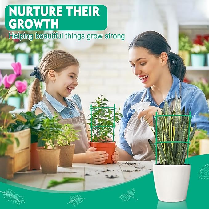 42 Pack Plant Support Stakes for Indoor Plants Stackable Plant Sticks Support with Adjustable Cages Green Trellis for Potted Plants (XSX-ZWZJ-1, Plant Support Stakes, 42, ZWZJ-1)