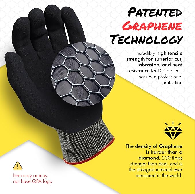 Quest Protective Apparel Cut Resistant Work Gloves (ANSI A1) – Lightweight Graphene Gloves for Gardening,DIY, Mechanical & General Handling – Breathable Grip Gloves for Men & Women – Small, Case of 72