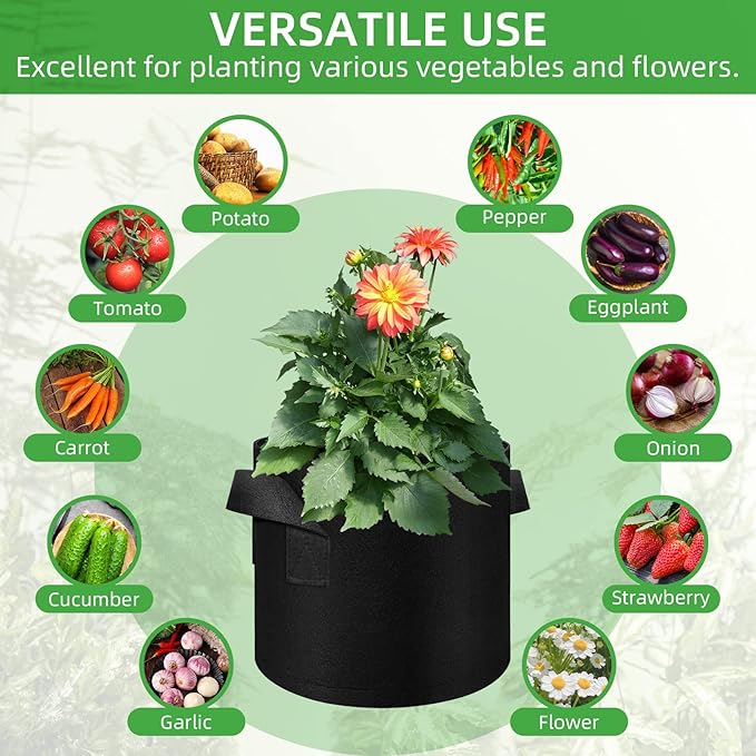 LITLANDSTAR 30 Pack 1 Gallon Plant Grow Bags, Breathable Felt Non-Woven Aeration Fabric Plant Grow Pots, Garden Planting Containers for Nursery Vegetable Flower Grow Bags with Handles (7.1x5.9inch)