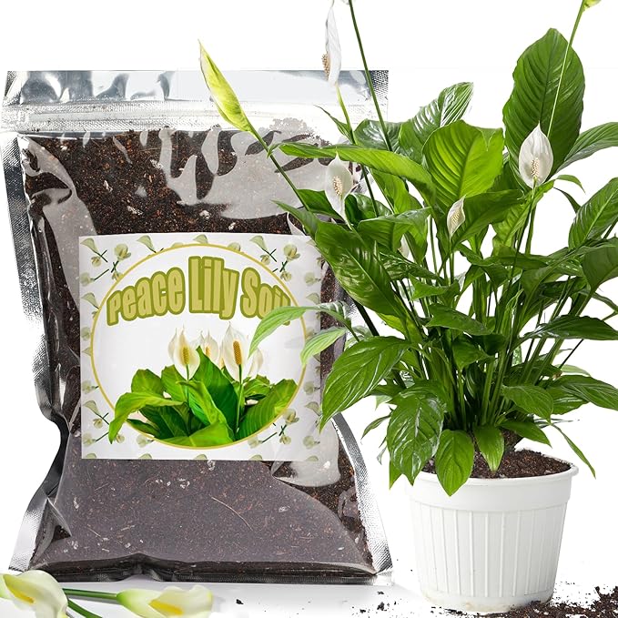 Organic Peace Lily Soil Mix 2qt, Indoor Plants Potting Mix for Planting, Growing, or Repotting Peace Lily Plants, Grow Healthy houseplants Indoors