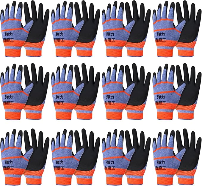 12 Pairs Gardening Gloves for Men Women, Summer Work Thorn Proof Gloves Breathable Latex Coated Outdoor Protective Yard Glove for Weeding, Digging, Raking, and Pruning
