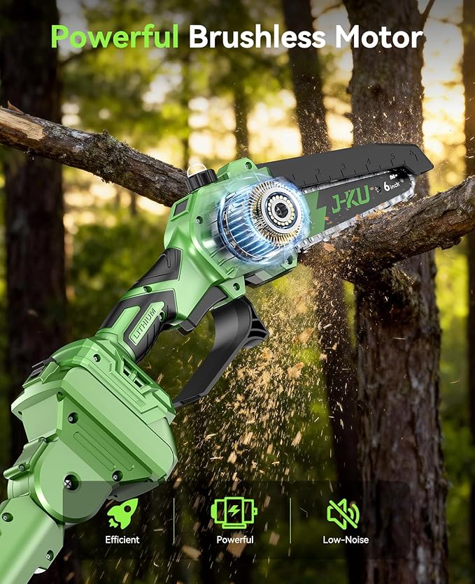 Electric Pole Saws for Tree Trimming: 6 Inch Mini Chainsaw Cordless with Extension Pole, 2x4000mAh Batteries, 21V Brushless Pole Saw Battery Powered Tree Trimmer 16 Ft reach Limb Branch Cutter Pruner