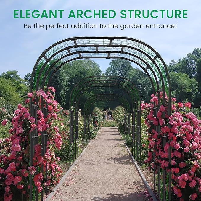 SUNYRISY Garden Arch Trellis, 118" x 79" x 87" Extra Large Garden Trellis for Climbing Plants Outdoor, Tall Archway Plant Support Garden Gazebo Outdoor for Grape Vine Vegetable Flower