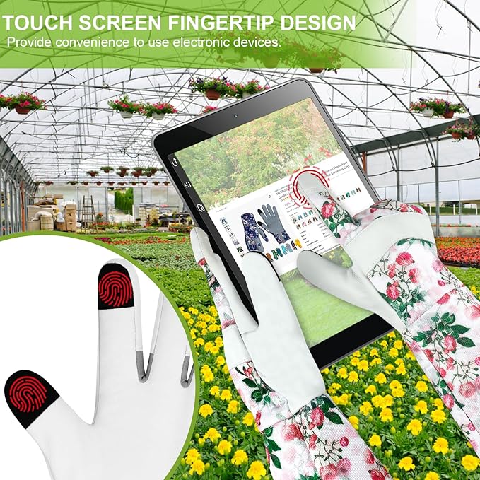 Leather Long Gardening Gloves for Women Thorn Proof Garden Gloves Yard Working Gloves