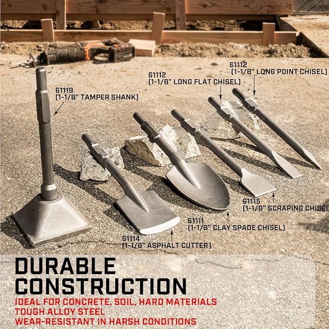 XtremepowerUS Clay Spade Jack Hammer Bit 1-1/8" Hex Asphalt Scoop Shovel Head Demolition Construction Concrete Breaker Punch for Gardening, Landscaping, Concrete, Bricks, and Sand