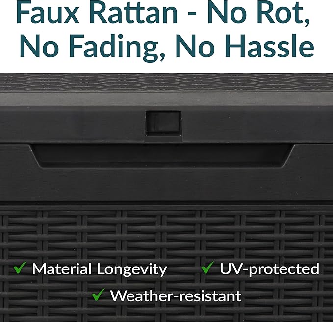 Sunnydaze Outdoor Deck Box - Lockable Package Delivery Box - Weather-Resistant Outdoor Storage Bin - 100-Gallon Faux Resin - Phantom Gray