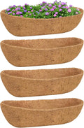 4 Pack 24 Inch Trough Coconut Liners for Planters- Natural Coco Liner Window Box Liners Replacement, Coconut Fiber Planter Liner for Outdoor Flower Planters, Deck Railings, Fence and Balcony