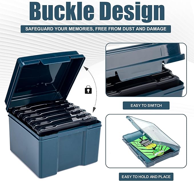 Dark Green Seed Storage Box with 6 Inner 57 Inch Small Boxes, Portable Tool Storage Box for Fishing, Garden Seed Packet Storage Organizer with Label Stickers