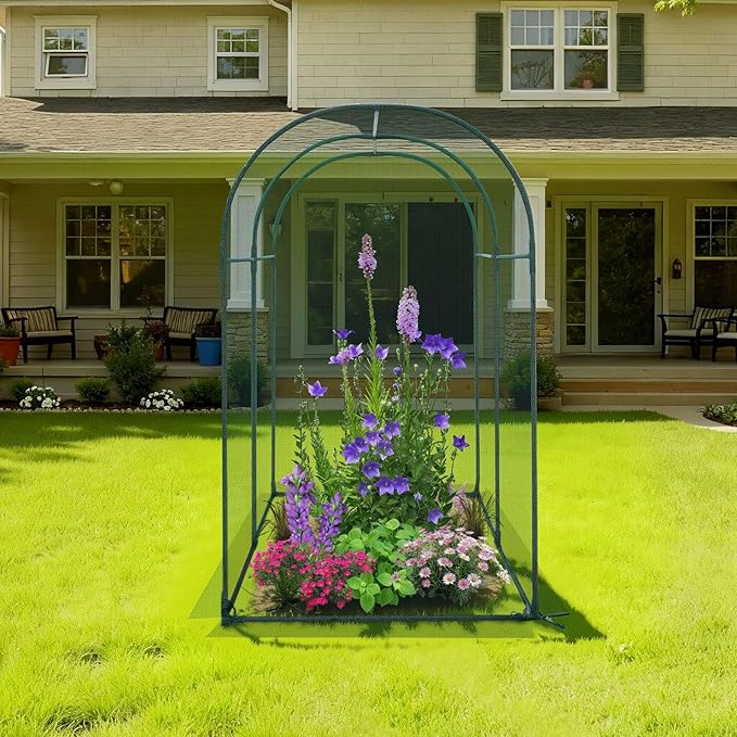 VEVOR Crop Cage, 5.9 x 2.98 x 4.9 ft Plant Protection Tent with Zippered Door, Wind-Resistant Tall Crop Cage, Easy to Install, Outdoor Raised Bed Cover with Frame, Plant Netting for Garden Patio Lawn
