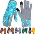 Leather Gardening Gloves for Women Thorn Proof Garden Gloves Touch Screen Working Gloves Gifts,M