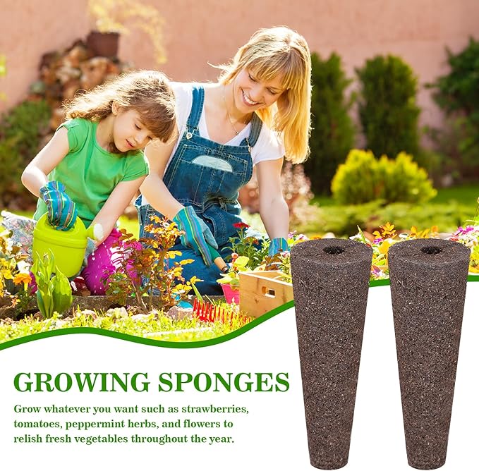 Doter 100 pcs Grow Sponges for Hydroponics Compatible with AeroGarden, Hydroponics Growing System Pods, General Hydroponics Rapid Rooter, Starter Plug for Seeds or Cuttings