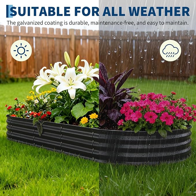 Garvee 2 Pack Galvanized Raised Garden Bed Outdoor, 6x3x1ft Metal Planter Box for Flowers Vegetables, Rust-Resistant Raised Garden Beds for Gardening, Easy Assembly Outdoor Garden Box & Planters, Gray