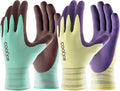COOLJOB 2 Pairs Breathable Gardening Gloves for Women Small, Stretch Soft Modal Base with Non Slip Rubber Coating, Palm Dipped Grip Work for Gardener Worker in Lawn Yard Factory Garden