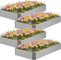 4 Pcs 8 x 4 FT Galvanized Steel Raised Garden Bed, Outdoor Planter Box for Easy DIY & Clean - Large Metal Garden Beds for Backyards, Terraces & Balconies