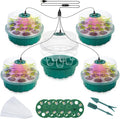 CJGQ 5Sets Seed Starter Tray with Grow Light,13-Hole Round Seedling Box,Elevated Seedling Starter Trays Kits with Adjustable Humidity Domes and Clear Cell Tray for Greenhouse Seeds Growing Starting