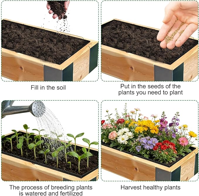 CIEOVO Raised Garden Bed Liner Thick Fabric Raised Garden Bed Breathable Drainage Rectangle Grow Bags with Handles Fabric Garden Bed for Outdoor Raised Garden Beds Holds Soil, 4 x 2 x 1ft