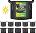 iPower 10-Pack 5 Gallon Thickened Grow Bags Nonwoven Fabric Pots Aeration Container with Strap Handles for Garden and Planting, Black