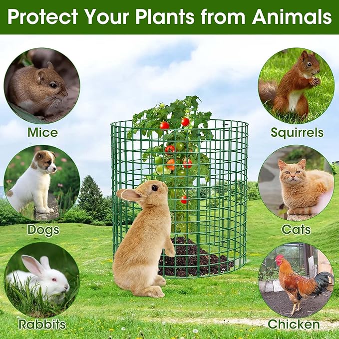 6 Pack Plant Protectors from Animals | 18PCS 13"x13" Metal Wire Mesh Garden Plant Cages for Gardening Supplies | Chicken Wire Cloche Plant Protectors for Rabbits Chickens Ducks