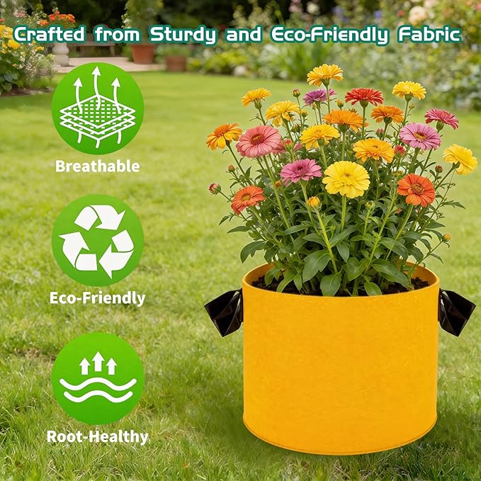 10 Gallon Grow Bags, 18 Pack Colorful Fabric Plant Pots with Handles Nonwoven Potato Grow Bags Plant Growing Containers for Indoor Outdoor Garden Fruit Vegetable Flower