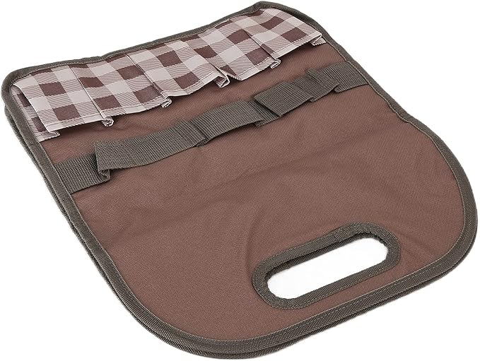 L Garden Tool, Portable Gardeni Sto, Ox Cloth with 5 Slots and Mesh s, Multifunction Handbag for Fertilizers Tools (Coffee Grid)