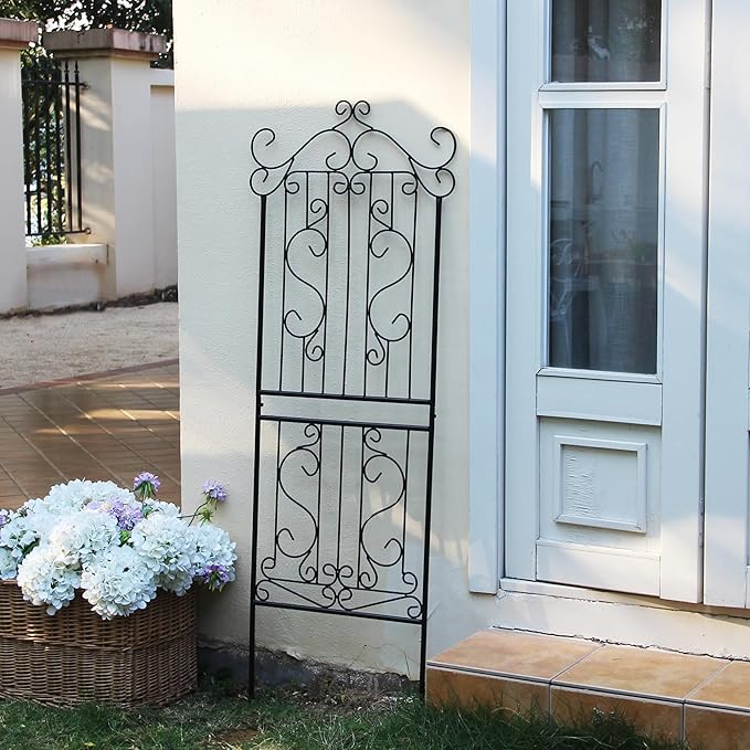 1 Pack 59" H x 22" W Garden Trellis for Climbing Plants Outdoor Plant Climbing Rose Trellis Iron Trellis Ivy Cucumbers Decorative Metal Black