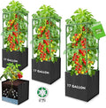 3 Pack Tomato Cages, Square Tomato Trellis with 17 Gallon Grow Bags,47IN Tall Heavy Duty Tomato Plant Support Stakes for Garden Climbing Vegetables Flowers Fruits (Extra-Bold, 3 Pack)