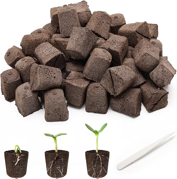50P Seed Starter Sponge for Germinate Quickly, Hydroponic Sponges Grow Starter Pod for Plants Vegetables Flowers Seedling Starter Sponges Kit, Rapid Rooter Plugs for LAPOND Hydroponics Growing System