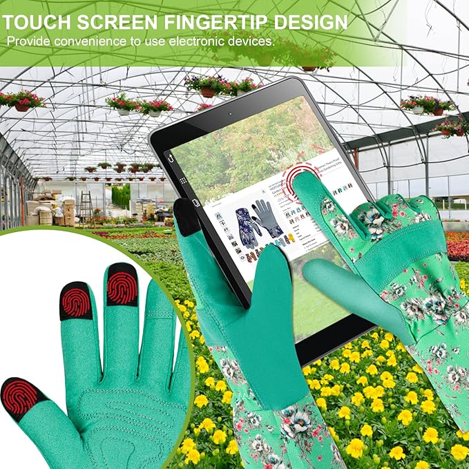 Long Gardening Gloves for Women Thorn Proof Leather Garden Gloves Breathable Working Gloves for Women Yard Outdoor
