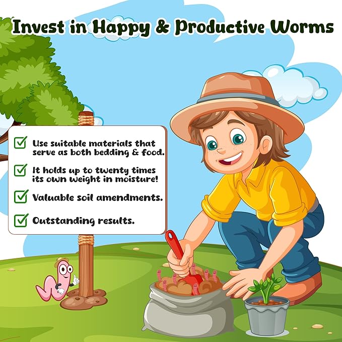10lb Worm Bedding for Nightcrawlers and Red Wigglers (Worms Not Included) - Vermicompost Bin Worm Bedding for Earthworm Castings - Earthworm Food for Organic Potting Soil Gardening Mix