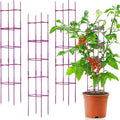 4 Packs Large Tomato Cages for Garden up to 6.5ft Heavy Duty Tomato Plant Trellis with 80 Clips Assembled Plant Support Cages with Adjustable Stake Arms for Vegetables, Climbing Plants (Purple)