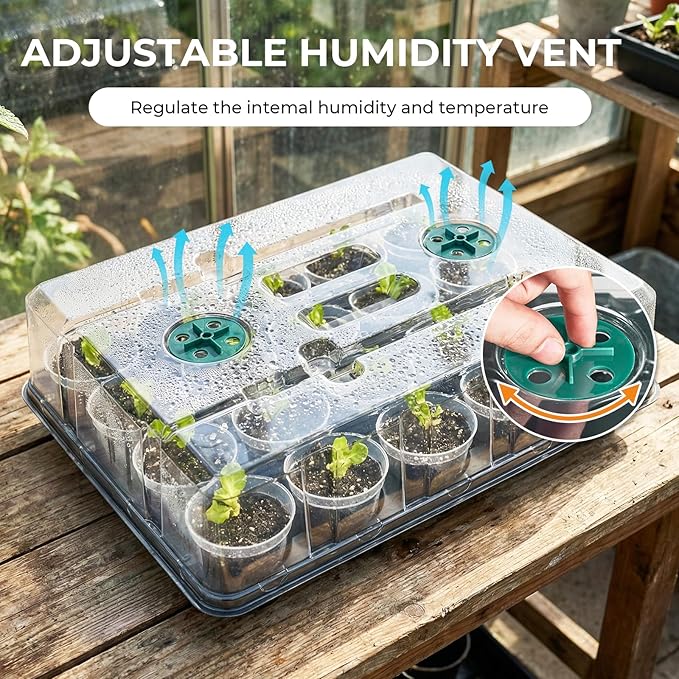 homenote 3 Inch Seed Starting Trays with Humidity Domes for Plants, 4 Pack 20-Cell Seedling Starter Trays, Plant Starter Germination Trays for Pots Seedlings for Indoor Outdoor, Fits 3" Nursery Pots