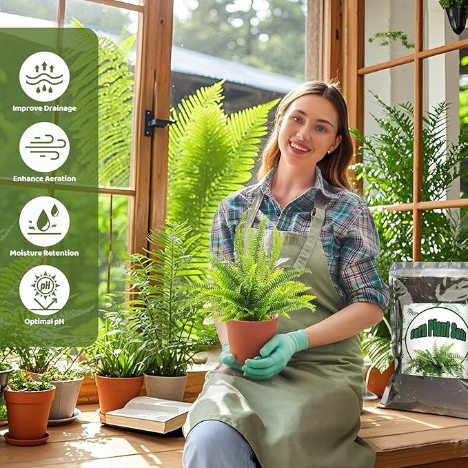 Doter Potting Soil Mix for Fern 4qt, Custom Hand Blended Mixture Suitable for Indoor/Outdoor Potted Fern Plant