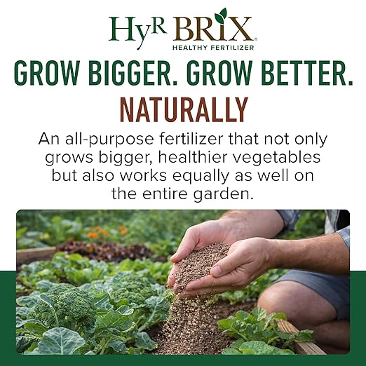 HyR BRIX All Natural & Organic 1-1-8 Vegetable Garden Fertilizer, 20lb Bucket - Slow-Release Plant Food with Calcium & Sulfur - Essential Micronutrients for Healthier Produce