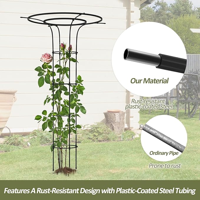Trellis for Climbing Plants Outdoor - 69"(H), Expandable and Rust-Proof Metal Plant Support, Easy Installation, Garden Trellis for Potted Roses, Vines, Jasmine(1 Pack)