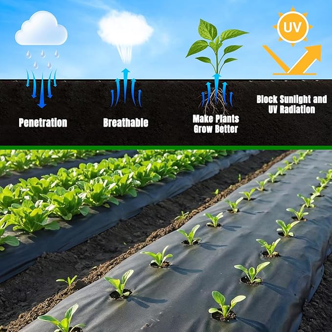 Non-Woven Thick Weed Barrier Fabric 4FT x 100FT, 3 oz Heavy Duty Weed Barrier Landscape Fabric, Ground Cover for Superior Weed Control, Easy Setup for Gardens, Landscaping, Flower Beds