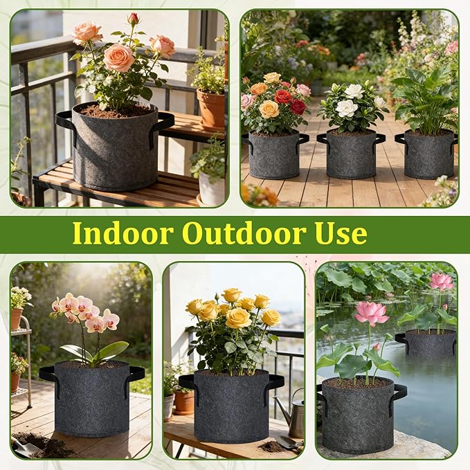 24 Pack 1 Gallon Aquatic Plant Pots, Reusable Fabric Aquatic Plant Baskets, Breathable Pond Plant Grow Bags with Handles for Water Lily, Lotus, Bog Plants, Aquatic Flowers