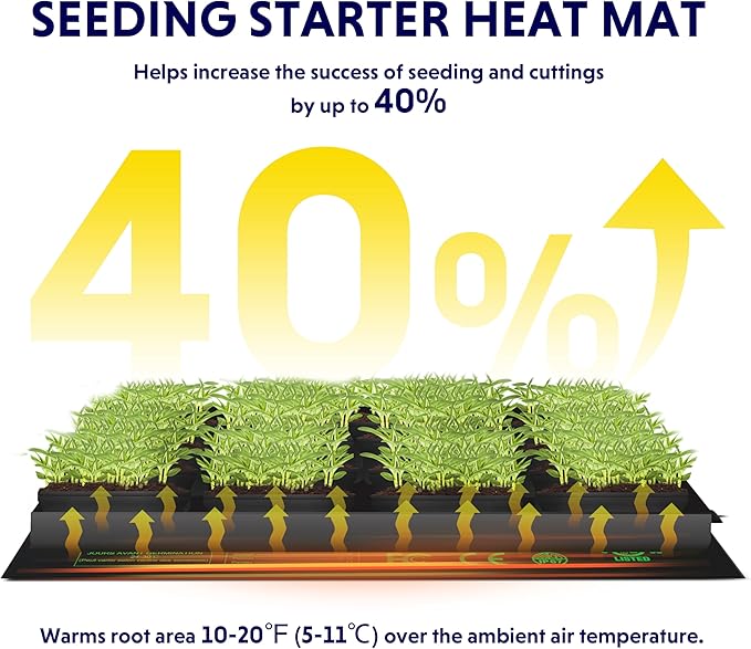 iPower 10"x20.75" Seedling Heat Mat and Digital Thermostat Combo Set, Warm Hydroponic Heating Pad for Germination, Indoor Gardening, Greenhouse