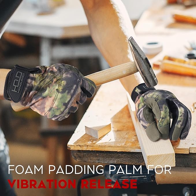 HANDLANDY Work Gloves for Men & Women, Utility Mechanic Working Gloves Touch Screen, Flexible Gardening Gloves for Yard
