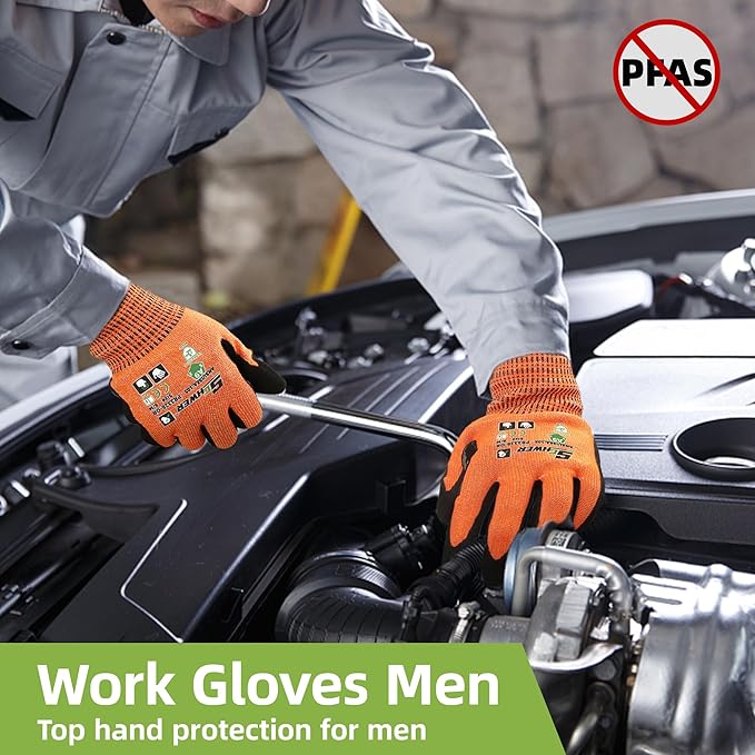 Schwer ProGuard Highest Level Cut Resistant Work Gloves PR3326 for Extreme Protection，ANSI A9 Cut Gloves with Reinforced Thumb, Non Slip, Durable, Touch-screen, Orange 2 Pairs（L）