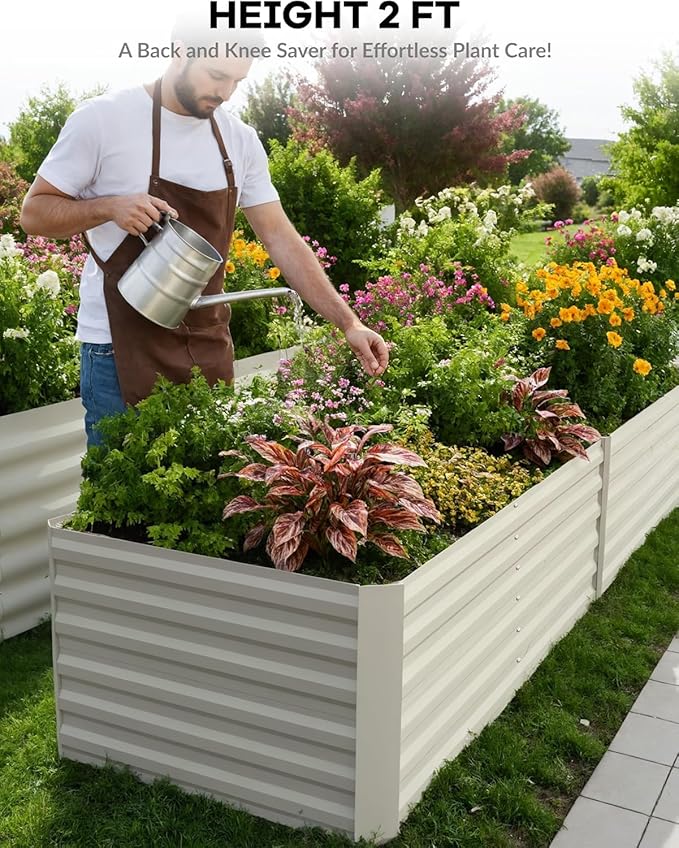 Garvee 2PCS 8x4x2ft Galvanized Raised Garden Bed Outdoor,Rust-Resistant Raised Garden Beds for Gardening, Easy Assembly Outdoor Garden Box & Planters