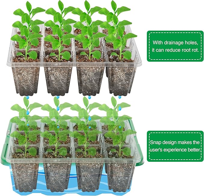 The Bundle of Bonviee 5 Packs Seed Starter Tray with Grow Light and 5 Packs Seed Starter Kit