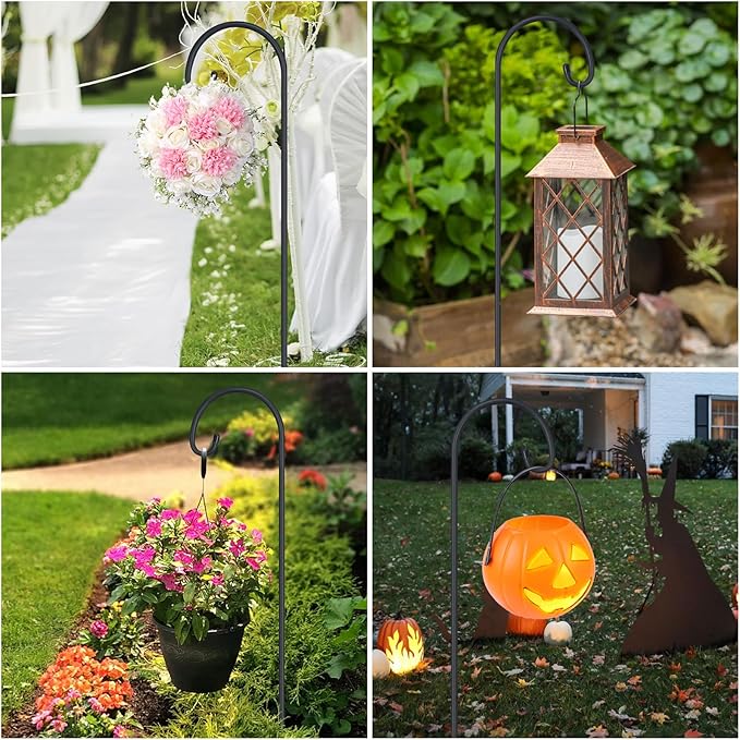 FEED GARDEN Adjustable 32 Inch Shepherd Hooks Rust Resistant Steel Shepard Hooks for Outdoor Hanging Lanterns, Bird Feeders, Solar Lights, Weddings Decor 8 Pack