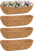 4 Pack 30 Inch Trough Coconut Liners for Planters- Natural Coco Liner Window Box Liners Replacement, Coconut Fiber Planter Liner for Outdoor Flower Planters, Deck Railings, Fence and Balcony