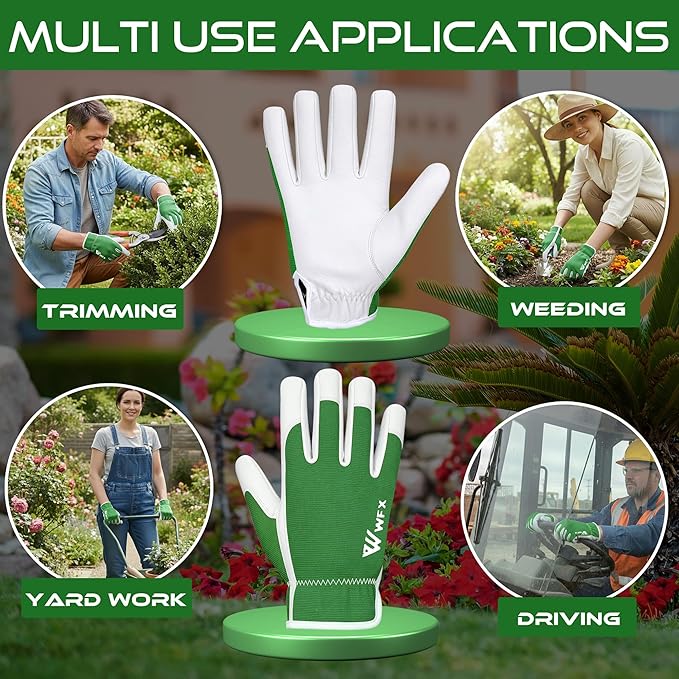 Work Gloves Gardening Breathable Rigger Palm Gardening Gloves Ladies Mens Gripper Utility Leather Thorn Proof