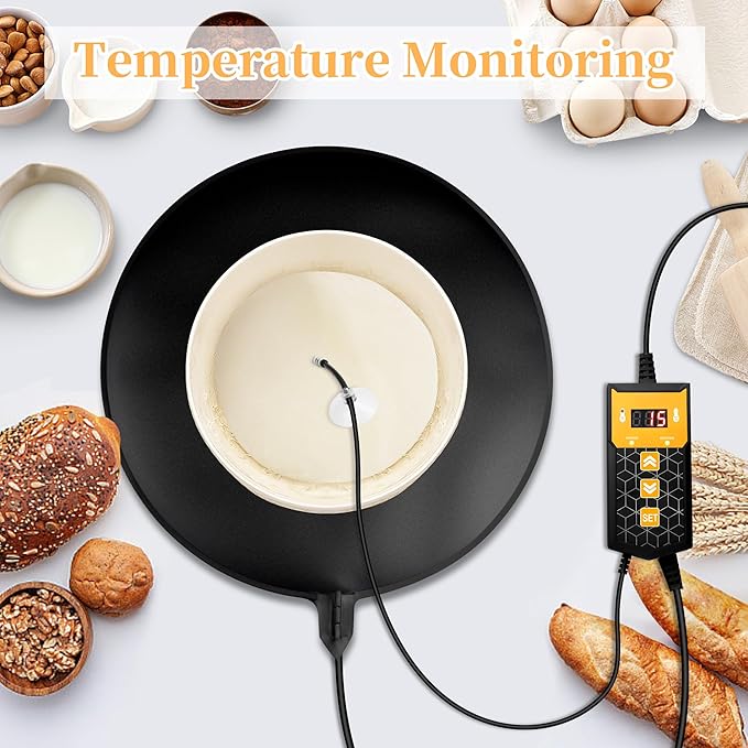 Bread Proofer Warming Mat,11.8" Sourdough Starter Warmer with Thermostat Temperature Control for Dough Proofing Yogurt Fermentation