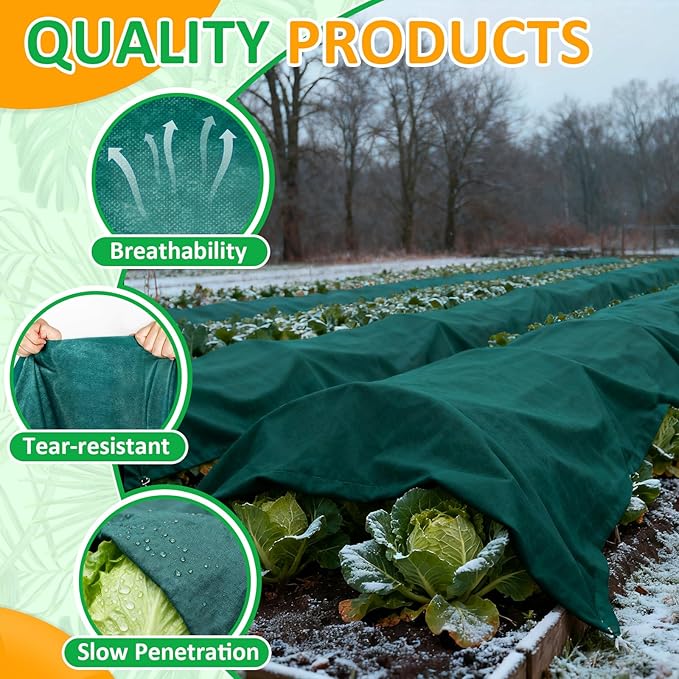 Green Plant Covers Freeze Protection, 10 x 10 ft - 1.5 oz/yd² Frost Cloths for Outdoor Plants, Tree Covers Freeze Protection, Winter Garden Blanket, Sun Cover for Plants for Greenhouse, Vegetables
